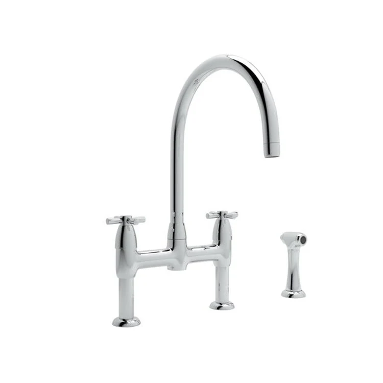 Kitchen Faucet Holborn Contemporary 8 Inch Spread 2 Cross CEC Satin Nickel Swivel C-Spout 3 Hole 1.8 Gallons per Minute - Frankwebs