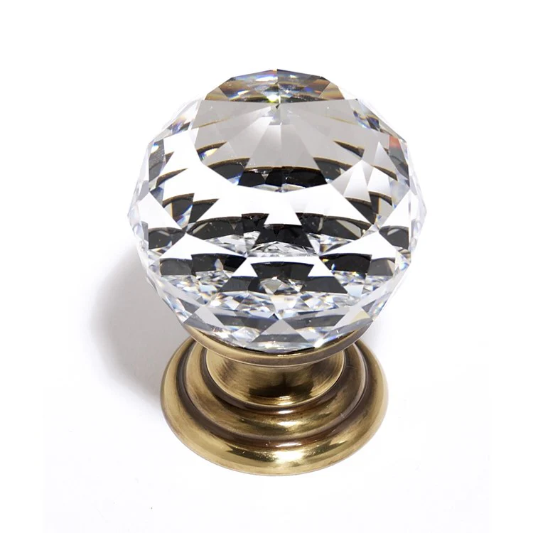 Knob Swarovski Crystal Sphere Crystal Satin Nickel Brass 1-1/4 Inch 1-3/4 Inch 15/16 Inch - Frankwebs