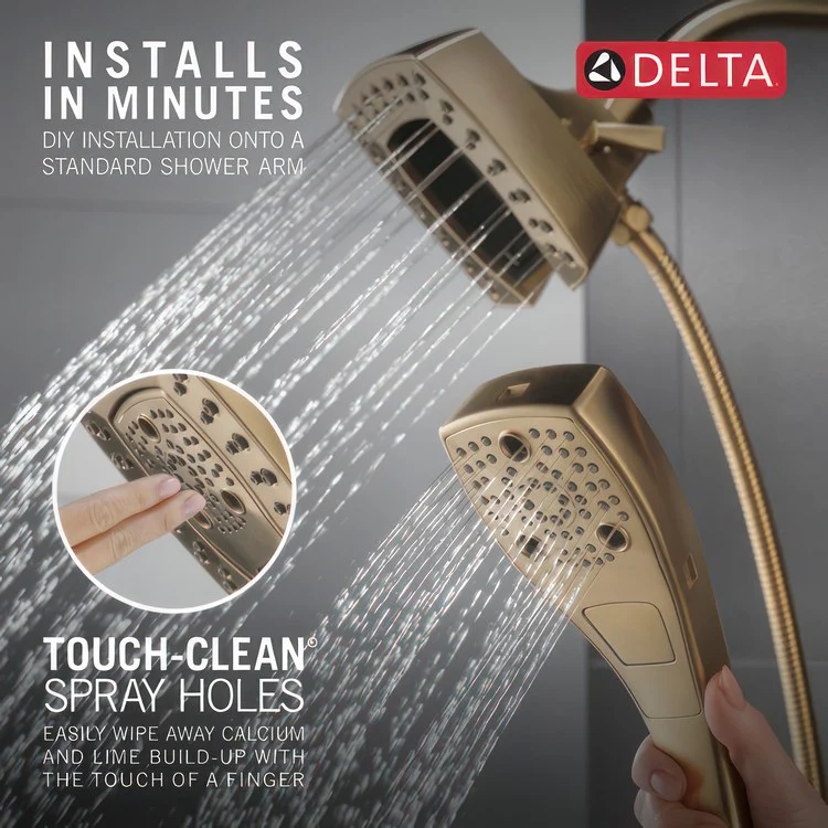 Handshower Combination In2ition Universal Showering Components H2Okinetic 2-In-1 Lumicoat Champagne Bronze WaterSense 5 Function Includes 60-82 Inch Stretchable Metal Hose - Frankwebs