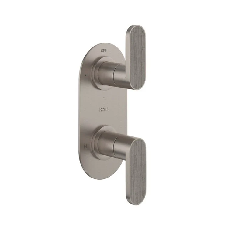 Thermostatic Trim Miscelo 1/2 Inch with Diverter Whitewash Barnwood Accent 2 Lever Satin Nickel 6.7 Gallons per Minute Brass - Frankwebs