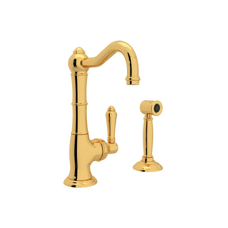 Kitchen Faucet Cinquanta with Sidespray Column Spout 1 Metal Lever Tuscan Brass 1.5 Gallons per Minute - Frankwebs