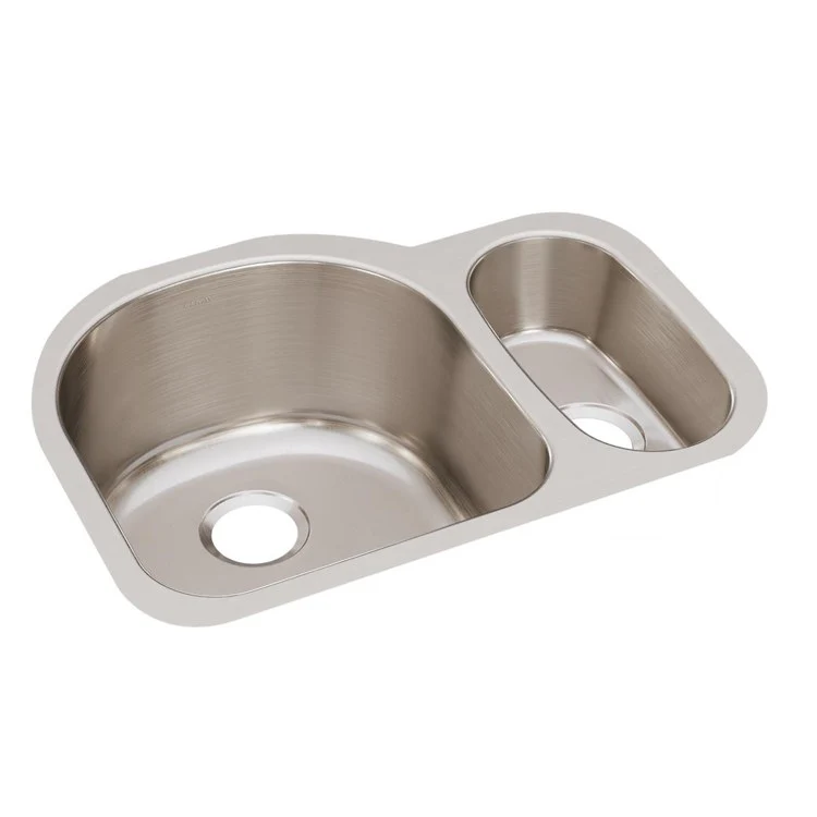 Kitchen Sink Lustertone Classic 26.75 x 20 Inch Double Bowl Offset 70/30 Lustrous Satin Undermount Drain Location - Frankwebs