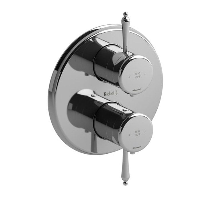 Thermostatic Valve Retro Pressure Balance System Round 4-Way 2 Lever Polished Nickel ADA 7-1/8W x 7-1/8H Inch - Frankwebs