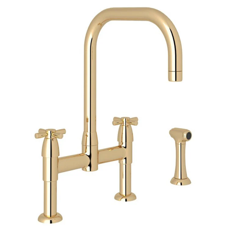 Kitchen Faucet Holborn 8 Inch Spread 2 Cross Polished Nickel Bridge U-Spout 1.8 Gallons per Minute - Frankwebs