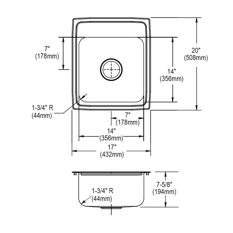 Kitchen Sink Lustertone Classic 17 x 20 Inch Single Bowl Kit with Faucet 2 Hole Lustrous Satin Top Mount Stainless Steel Drain Location Center 1000001272 Template and 64090012 Mounting Hardware LK406GN04T4SC Faucet LK500 Drain Full Spray Sides and Bo - Frankwebs