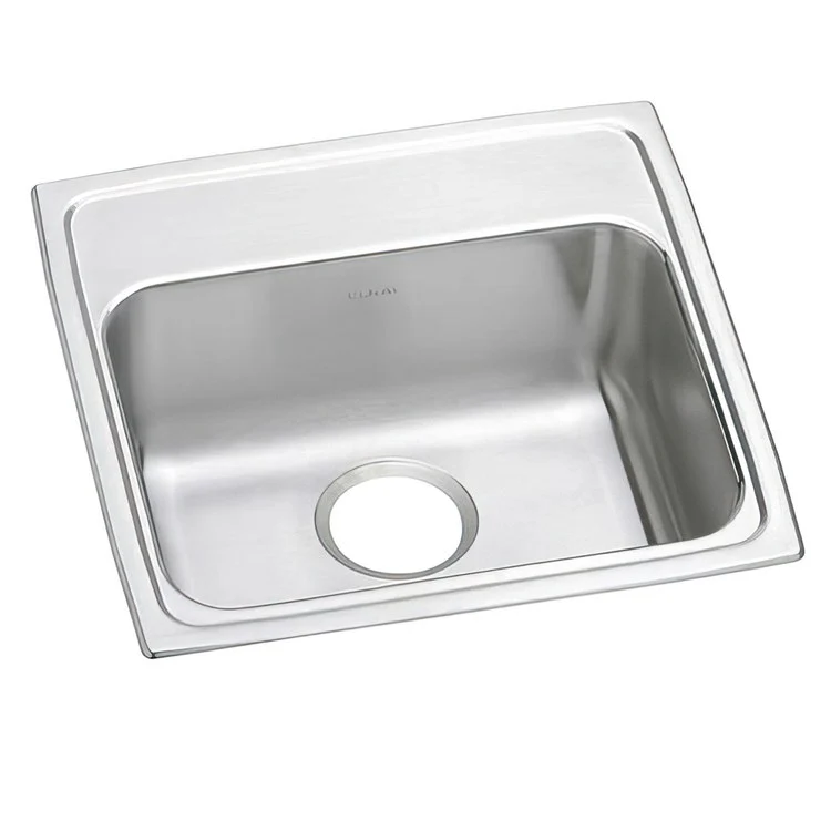 Kitchen Sink Lustertone Classic 19 x 18 Inch Single Bowl ADA Lustrous Satin Drop-In Rectangle Drain Location Rear Center Depth 5 Inch Bottom Only Pads - Frankwebs
