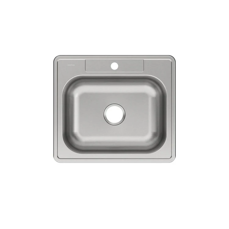 Kitchen Sink Dayton 25 x 22 Inch Single Bowl 1 Hole Elite Satin Drop-In Drain Location Center Bottom Only Pads - Frankwebs