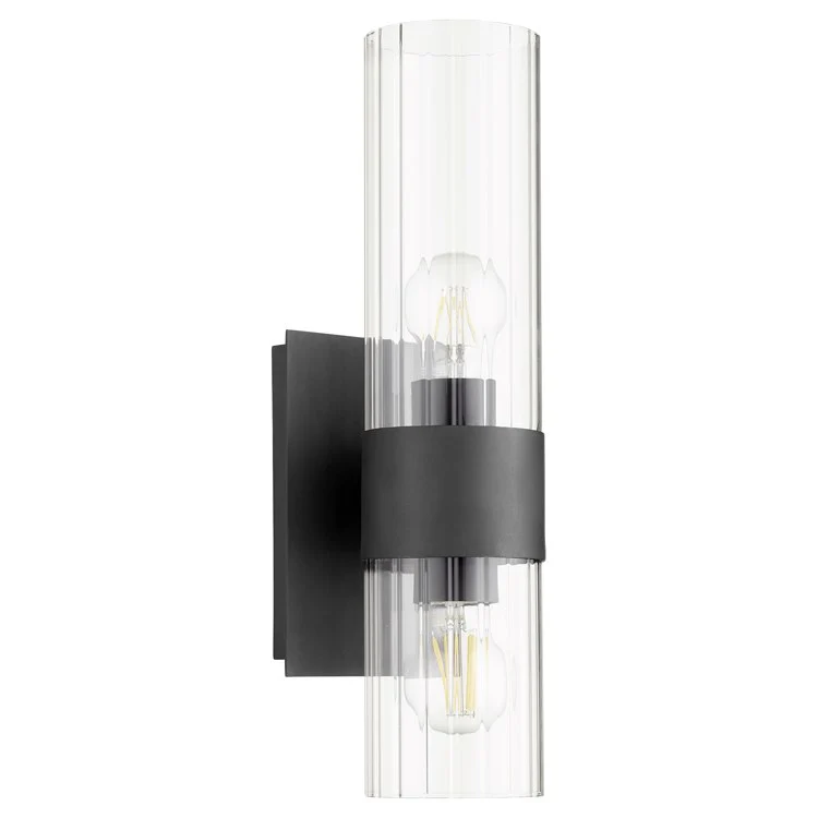 Two-Light Wall Sconce with Clear Fluted Glass Shades - Frankwebs