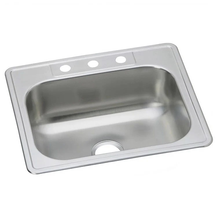 Kitchen Sink Dayton 25 x 22 Inch Single Bowl 3 Hole Elite Satin Drop-In Drain Location Center Bottom Only Pads - Frankwebs