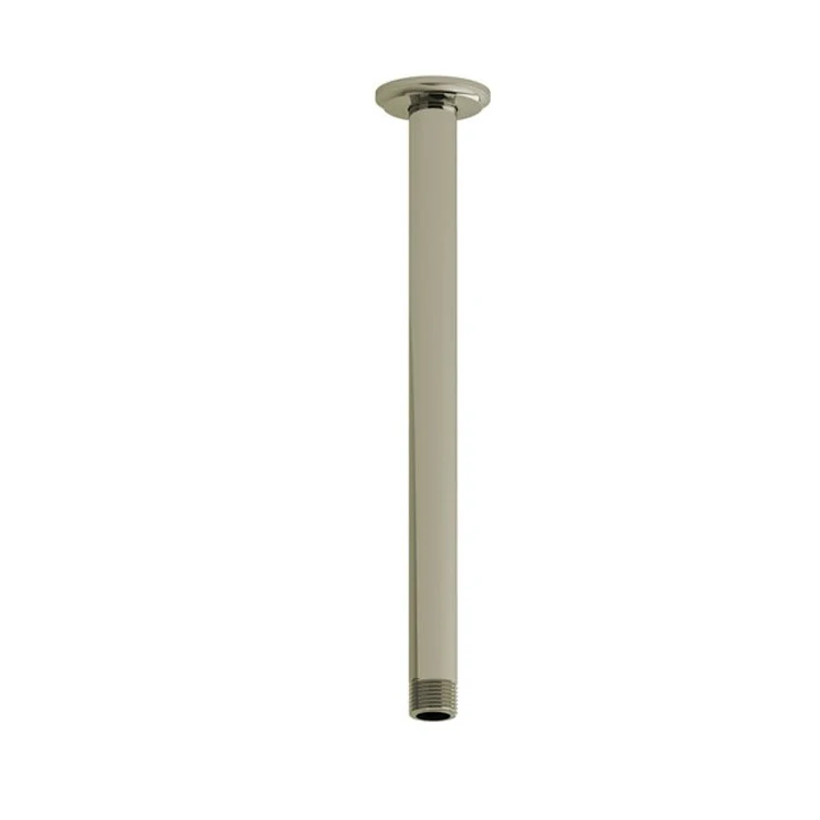 Shower Arm with Round Escutcheon and Momenti Flange Brushed Nickel 12 Inch 11-3/8 Inch 1/2 Inch Inlet MNPT Brass Ceiling Mount - Frankwebs