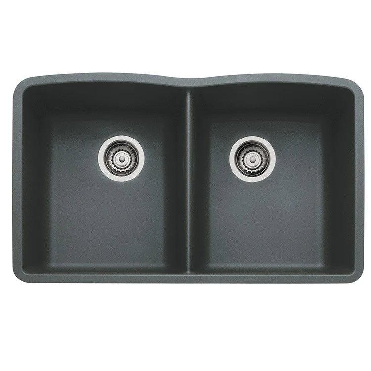 Kitchen Sink Diamond 32 x 19 Inch Double Bowl Equal Double Bowl Coal Black Undermount - Frankwebs