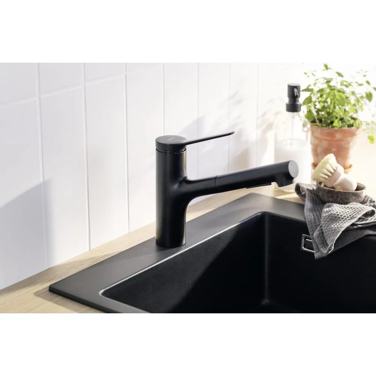 Kitchen Faucet Zesis 1 Lever Matte Black 2 Function 150 Degree Swivel 1.5 Gallons per Minute - Frankwebs