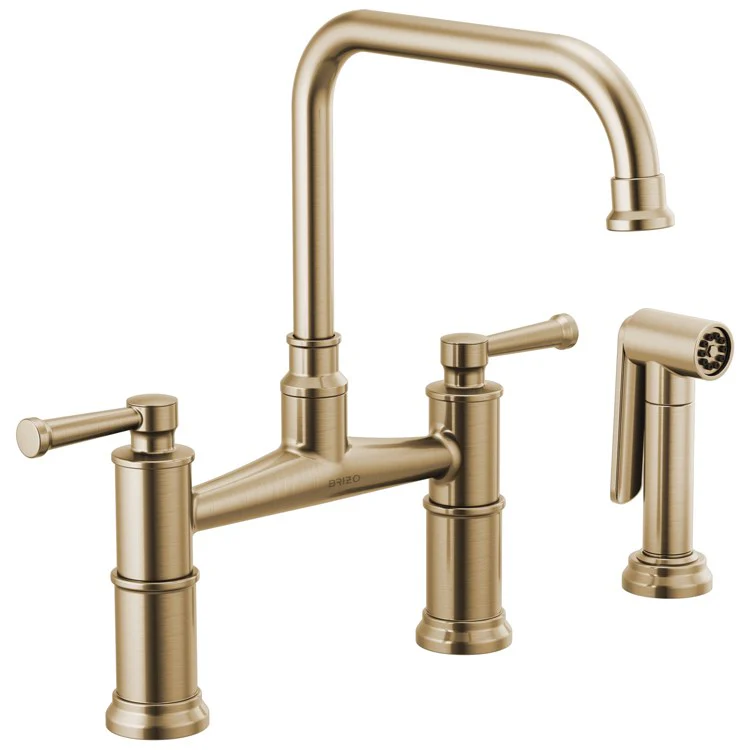 Artesso High Arc Two Handle Widespread Bridge Kitchen Faucet with Sprayer and Lever Handles - Frankwebs