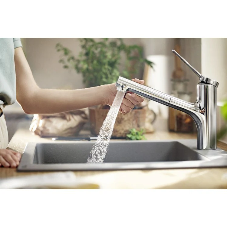 Kitchen Faucet Zesis 1 Lever Chrome 2 Function 150 Degree Swivel 1.75 Gallons per Minute - Frankwebs