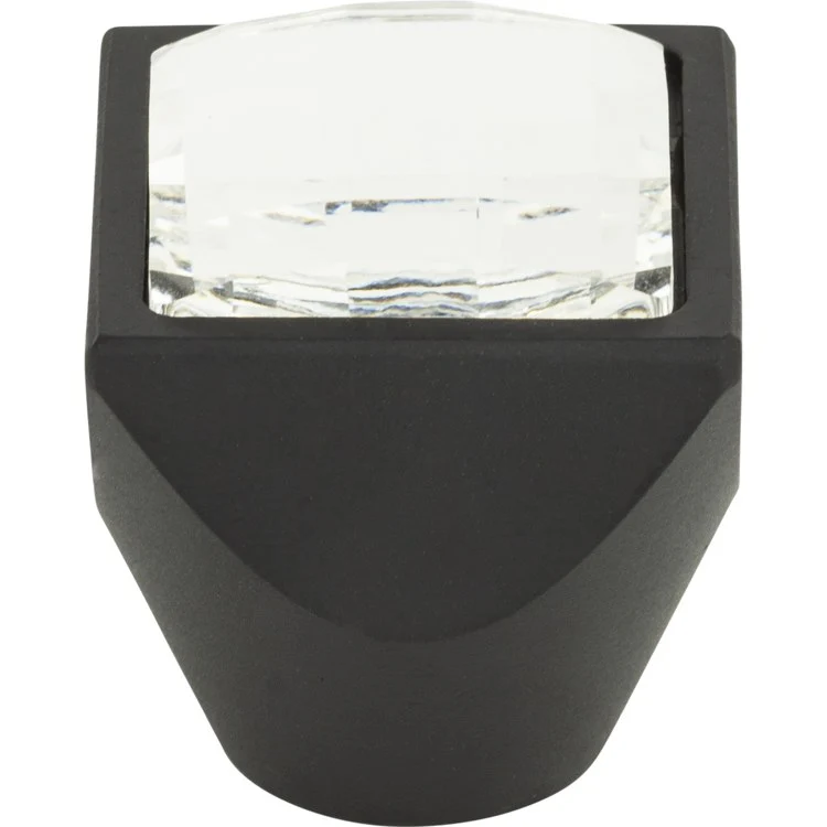 Knob Atlas Crystal Large Square Matte Black Aluminum & Crystal 1 Inch - Frankwebs