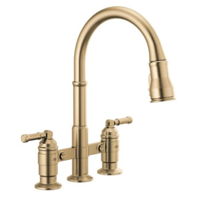 Kitchen Faucet Broderick Bridge 8 Inch Spread 2 Lever ADA Arctic Stainless Pull Down 1.8 Gallons per Minute - Frankwebs