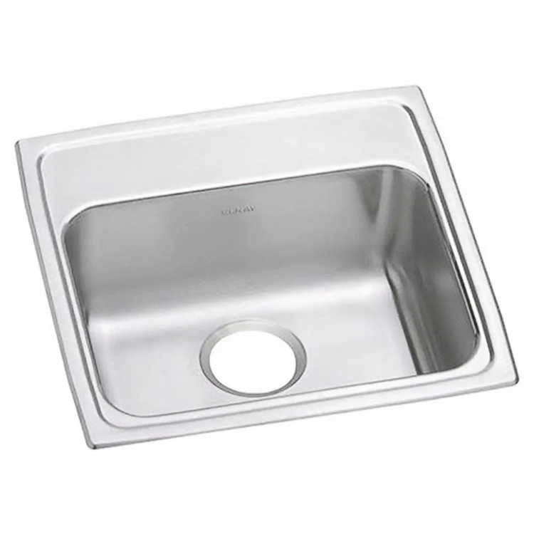 Kitchen Sink Lustertone Classic 19 x 18 Inch Single Bowl ADA Lustrous Satin Drop-In Rectangle Drain Location Rear Center Depth 6 Inch Bottom Only Pads - Frankwebs