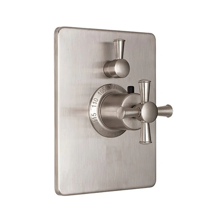 Thermostatic Trim Miramar Rectangular with Single Volume Control 2 Cross Polished Chrome Brass - Frankwebs