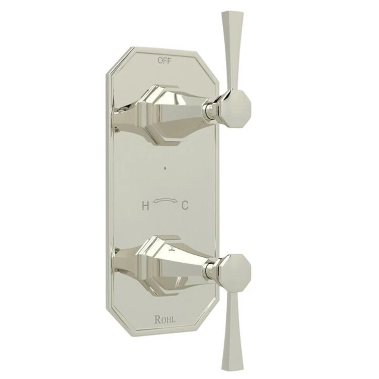 Thermostatic Trim Deco 1/2 Inch with Diverter 2 Lever Polished Nickel Brass - Frankwebs