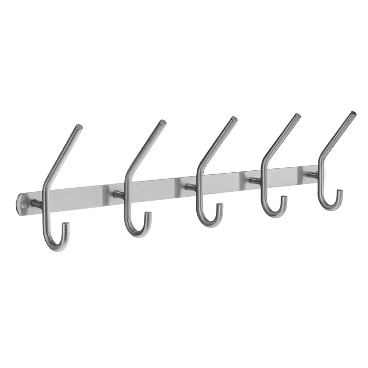Coat Rack 5 Hook 3 x 15 x 5 Inch Brushed Stainless Steel Brass - Frankwebs