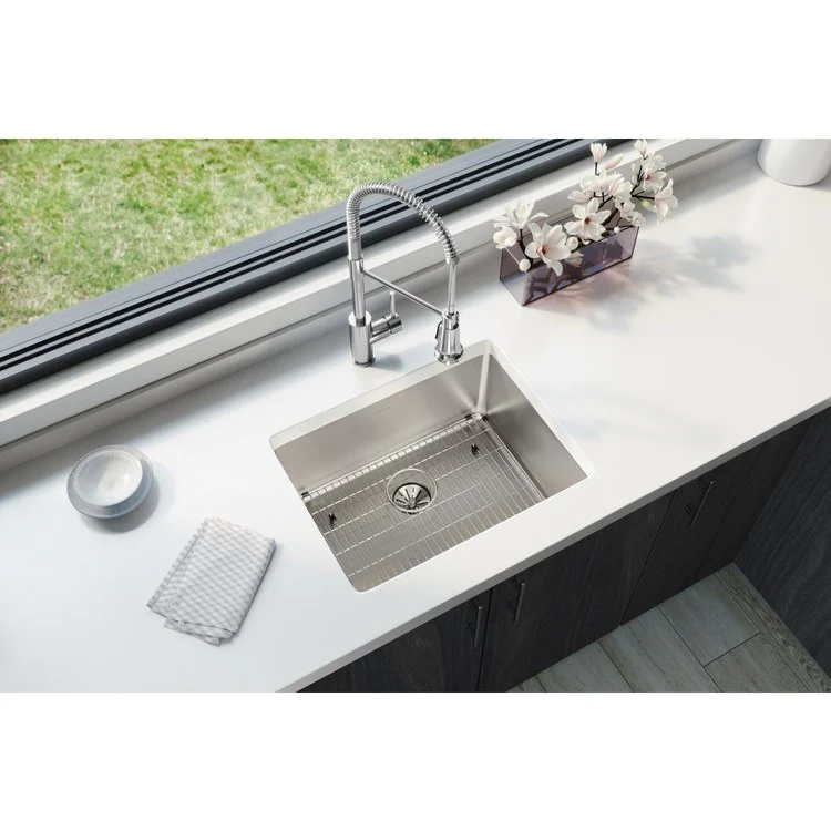 Kitchen Sink Lustertone Iconix 23.5 x 18.25 Inch Single Bowl Kit with Perfect Drain Luminous Satin Undermount - Frankwebs