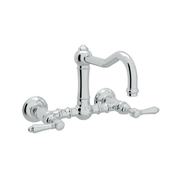 Kitchen Faucet Acqui Wall Mount 2 Metal Lever Italian Brass Column Spout 1.5 Gallons per Minute - Frankwebs