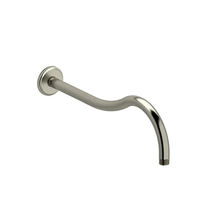 Shower Arm with Round Escutcheon and Round Flange Brushed Nickel 16 Inch 15-1/8 Inch 1/2 Inch Inlet MNPT Brass Wall Mount - Frankwebs