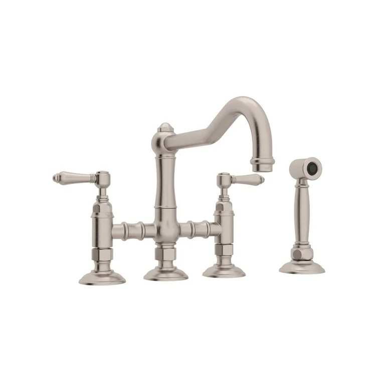 Kitchen Faucet Acqui with Sidespray 2 Metal Lever Polished Chrome Column Spout Three Leg Bridge 9-17/32 Inch 1.5 Gallons per Minute - Frankwebs