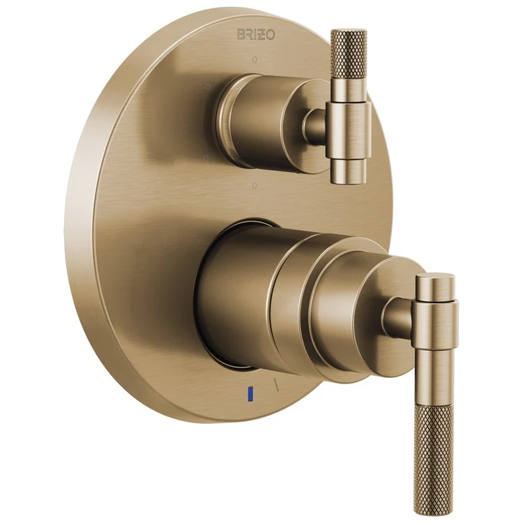 Pressure Balance Valve Trim Litze with Integrated 6 Function Diverter 2 Less Handle Brilliance Luxe Gold ADA - Frankwebs