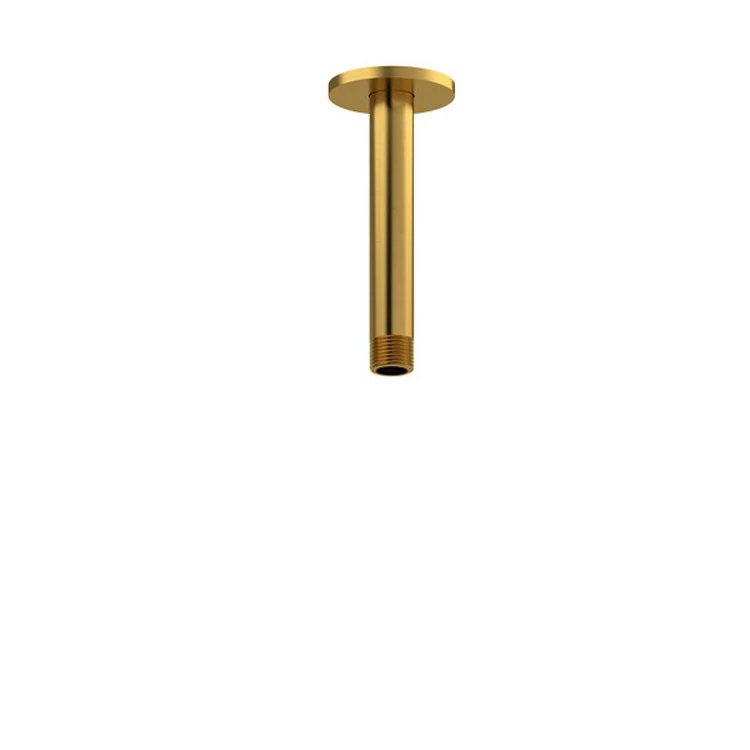 Shower Arm with Round Escutcheon and Round Flange Brushed Gold 6 Inch 5-5/8 Inch 1/2 Inch Inlet MNPT Brass Ceiling Mount - Frankwebs