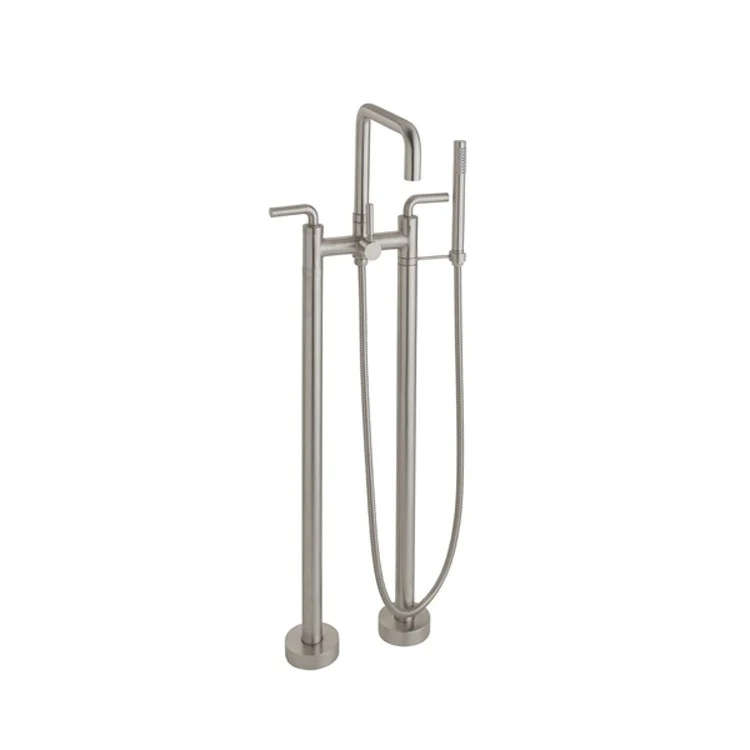 Tub Filler Bolsa Contemporary Floor Mount with Handshower 7 Inch Spread 3 Series 74 Lever ADA Bella Terra Bronze 2 Hole - Frankwebs