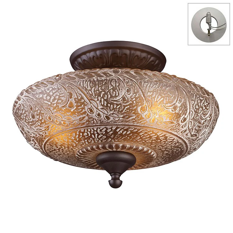 Norwich Three-Light Semi-Flush Mount Ceiling Fixture with Recessed Light Kit - Frankwebs