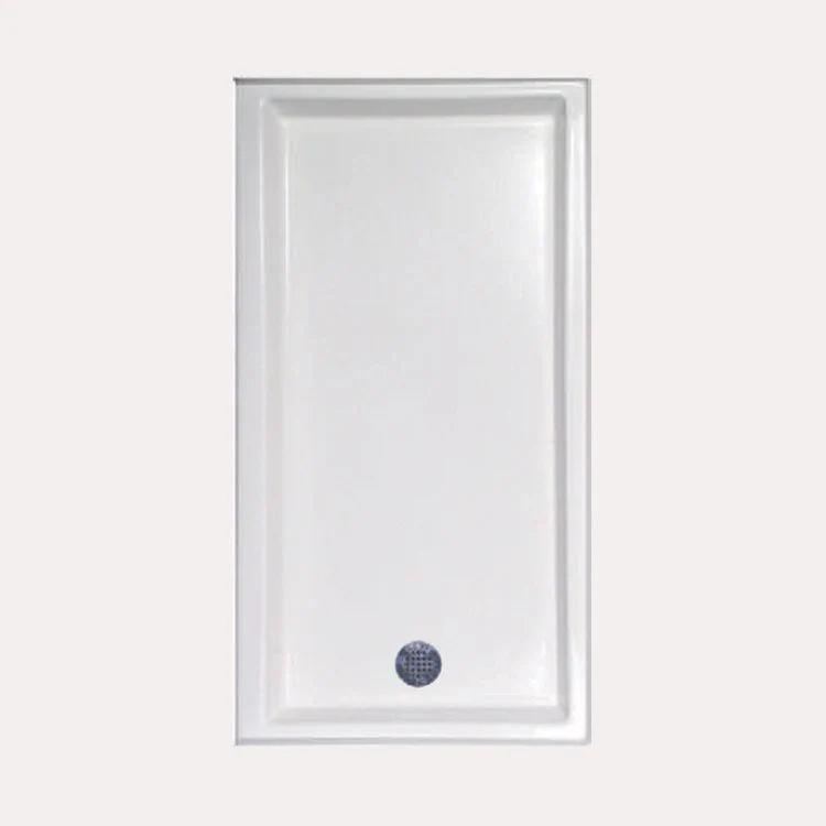 Shower Base Rectangular Biscuit 60 x 32 Inch Acrylic Standard Polished Chrome Left Hand Drain Included - Frankwebs