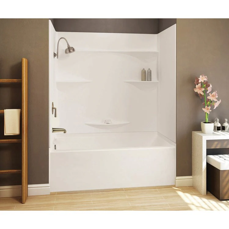 Tub and Shower Module Left Drain White Four Shelf 56.7 Gallons 60 x 30 x 76 Inch - Frankwebs