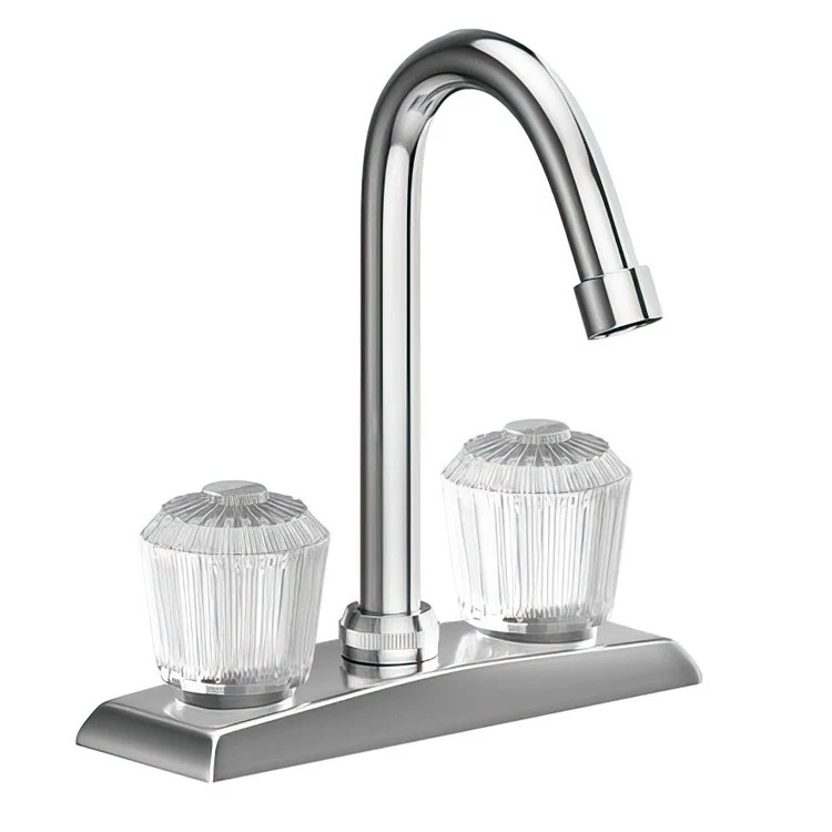 Kitchen Faucet Everyday Centerset Deck Mount 2 Clear Crystalac Chrome Gooseneck 2 Hole Spout Height 8 Inch - Frankwebs