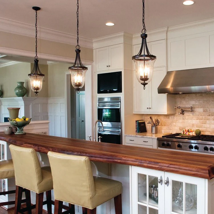 Seeded Glass Three-Light Foyer Pendant - Frankwebs