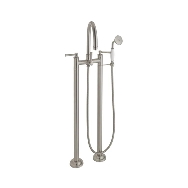 Tub Filler Palomar Traditional Floor Mount with Handshower 7 Inch Spread 3 Series 48 Lever ADA Satin Nickel 2 Hole - Frankwebs