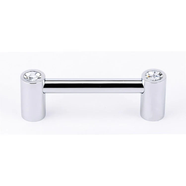 Pull Contemporary I Crystal Round Crystal Handle Polished Nickel Brass 3 Inch 3-5/8 Inch 1-1/4 Inch - Frankwebs