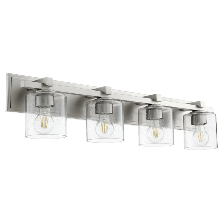 Signature Cylinder Four-Light Bathroom Vanity Fixture with Clear Seeded Glass Shades - Frankwebs
