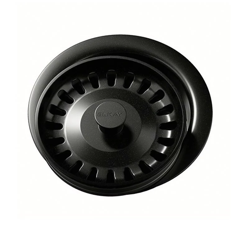 Disposal Flange with Removable Basket Strainer and Rubber Stopper Black 3-1/2 Inch Polymer for Sinks with 3-1/2