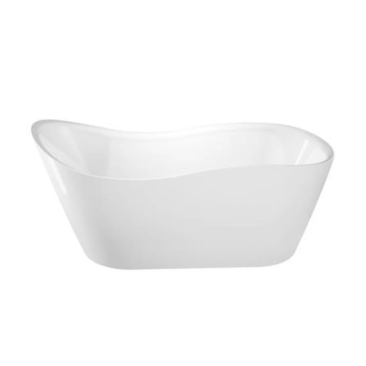 Freestanding Tub Raelene 65 Inch Oval Acrylic White/Matte Black Drain and Overflow No Faucet Holes - Frankwebs