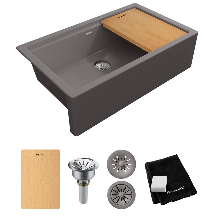 Kitchen Sink Quartz Luxe 36 x 21.5 Inch Single Bowl Perfect Drain Parchment Farmhouse - Frankwebs