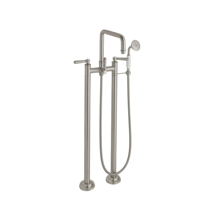 Tub Filler Hermosa Traditional Floor Mount with Handshower 7 Inch Spread 3 Series 33 Lever ADA Polished Nickel 2 Hole - Frankwebs