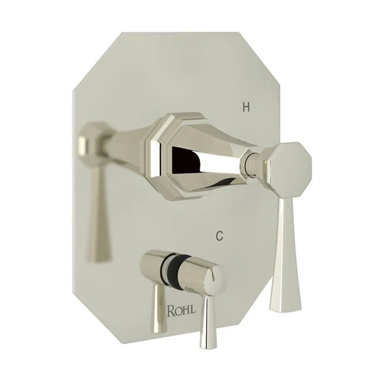 Pressure Balance Valve Trim Deco 1/2 Inch with Diverter 2 Lever Polished Nickel - Frankwebs