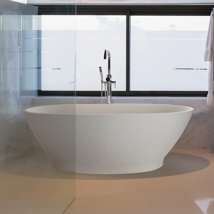 Air Tub Alissa 61.75 x 32.25 Inch Freestanding/Undermount Air Bath Center White Matte Oval Sculpturestone 74 Gallons 21-1/2 Inch - Frankwebs