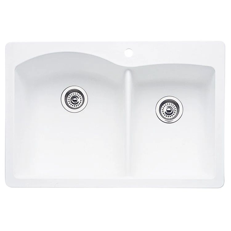 Kitchen Sink Diamond 33 x 22 Inch Double Bowl 1-3/4 Bowl 1 Hole Coal Black Drop-In/Undermount - Frankwebs