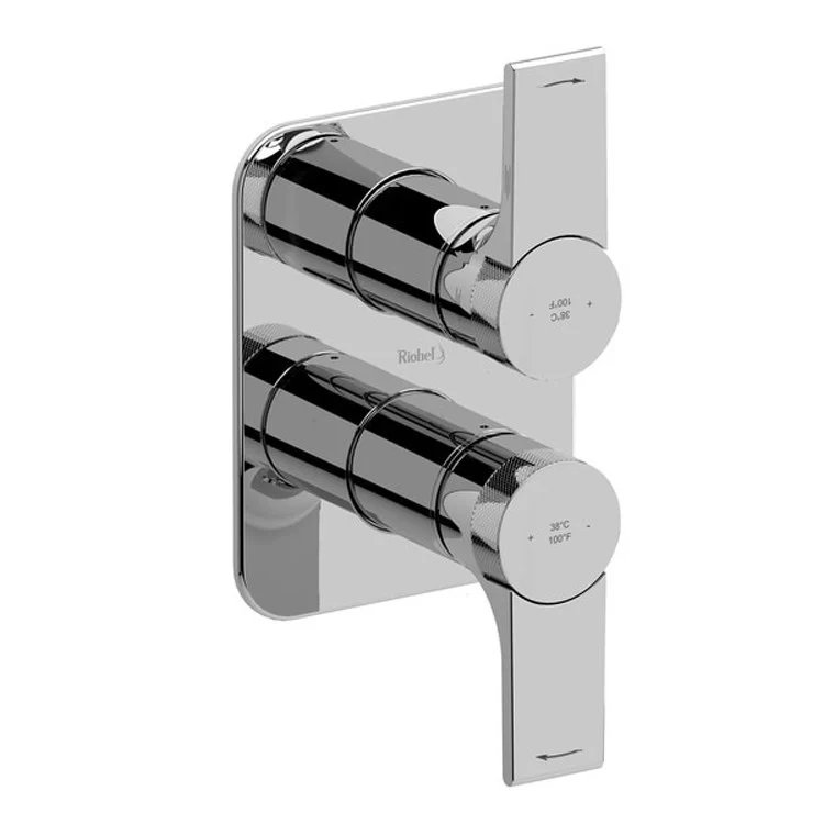 Thermostatic Valve Fresk Pressure Balance System Rectangular 4-Way 2 Lever Chrome 5-1/2W x 7-1/8H Inch - Frankwebs
