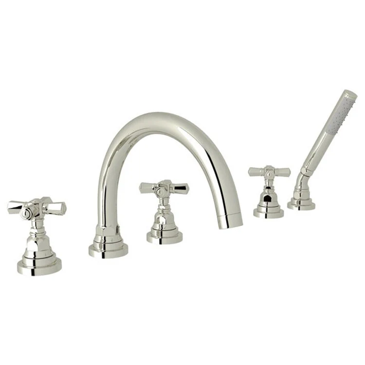 Tub Filler San Giovanni Deck Mount with Handshower 3 Cross Polished Chrome - Frankwebs