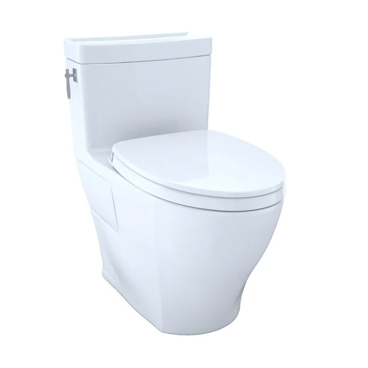 Toilet Aimes 1 Pieces Universal Height Washlet Ready Cotton Elongated ADA 27-15/16 Inch 1.28 Gallons per Flush Left Hand Chrome Soft Close - Frankwebs