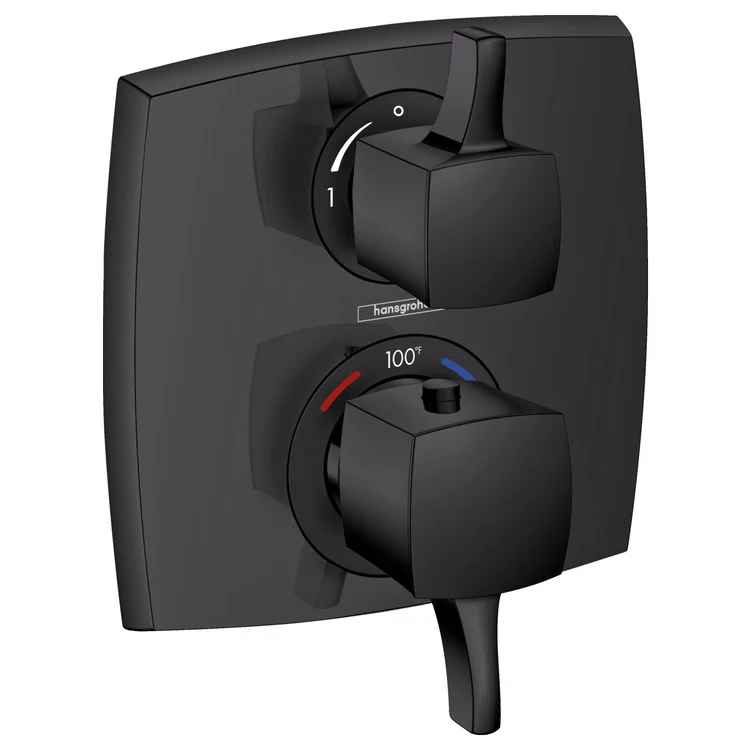 Thermostatic Trim Ecostat Classic with Volume Control and Diverter 2 Lever Matte Black ADA for Rough-In Valve with Service Stops 01850181 6.0 Gallons per Minute Escutcheon Handle Metal - Frankwebs